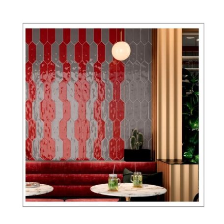 Picket /nyíl/ Red fényes sima hatszög 10x30 piros fali csempe