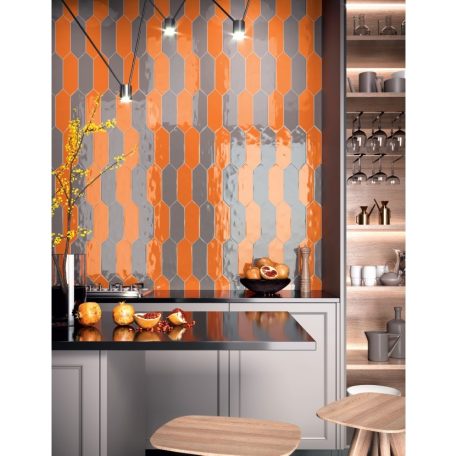 Picket /nyíl/ Orange fényes sima hatszög 10x30 narancs fali csempe