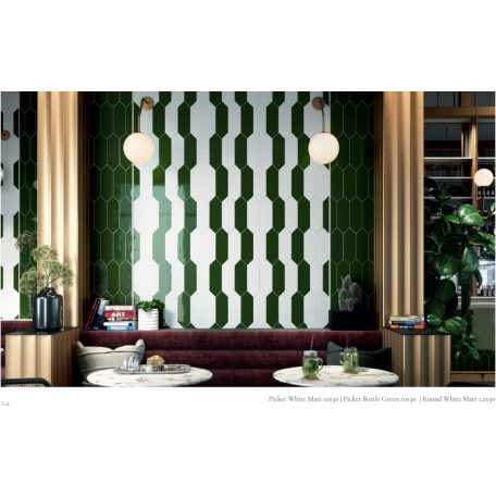 Picket /nyíl/ Bottle Green fényes sima hatszög 10x30 sötét zöld fali csempe