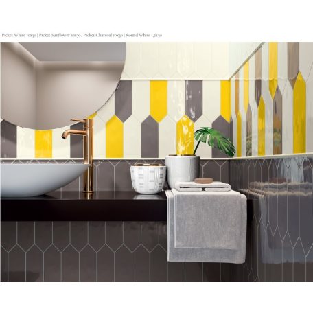 Picket /nyíl/ Sunflower fényes sima hatszög 10x30 napraforgó fali csempe