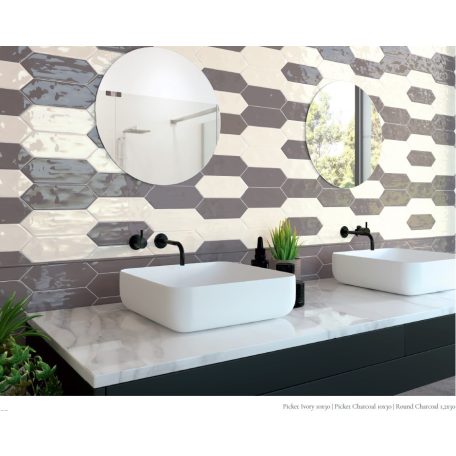 Picket /nyíl/ Ivory fényes sima hatszög 10x30 csont fali csempe