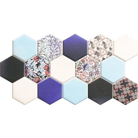  Hex Nouveau Blue 26,5x51 hexagon mintás járólap