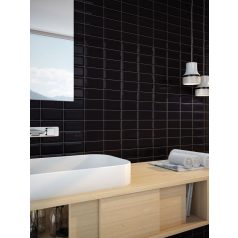   Metro black 7,5x15 fényes fekete fózolt szélű merto csempe