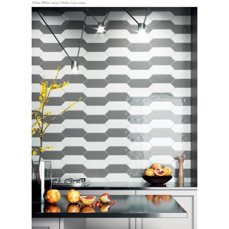 Picket /nyíl/ White sima hatszög 10x30 fehér fali csempe