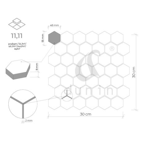 DUNIN ALLUMI GREY HEXAGON MIX 48 mozaik csempe