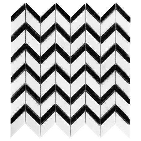 DUNIN PURE WHITE CHEVRON MIX mozaik csempe